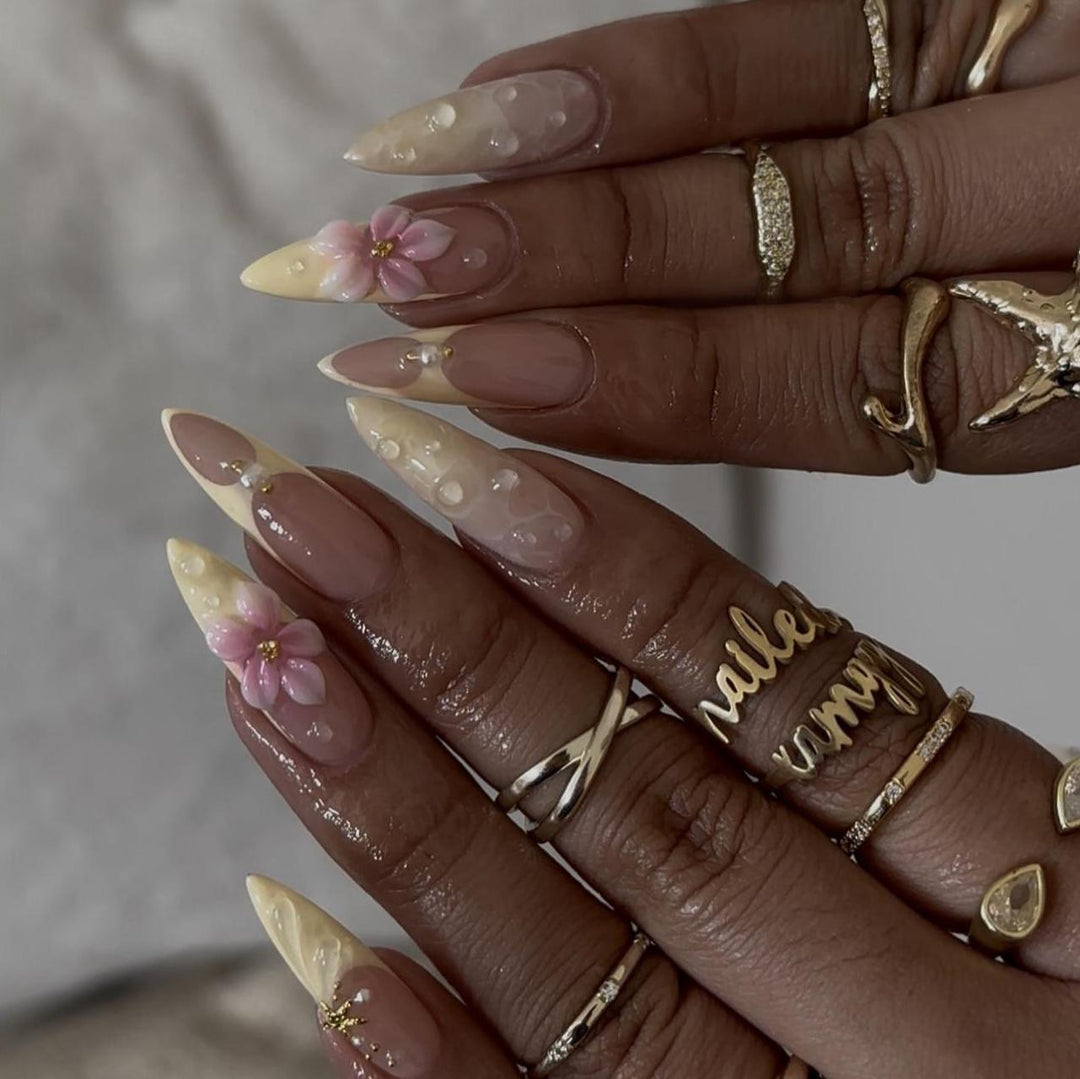Artistic Floral Stiletto Nail Enhancements Kalsten