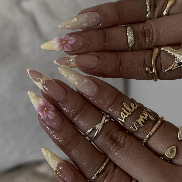 Artistic Floral Stiletto Nail Enhancements Kalsten