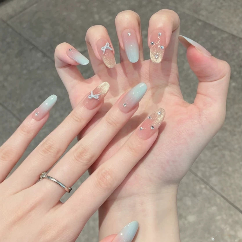 Premium Decorative Press-On Nail Set with Rhinestone Embellishments Kalsten
