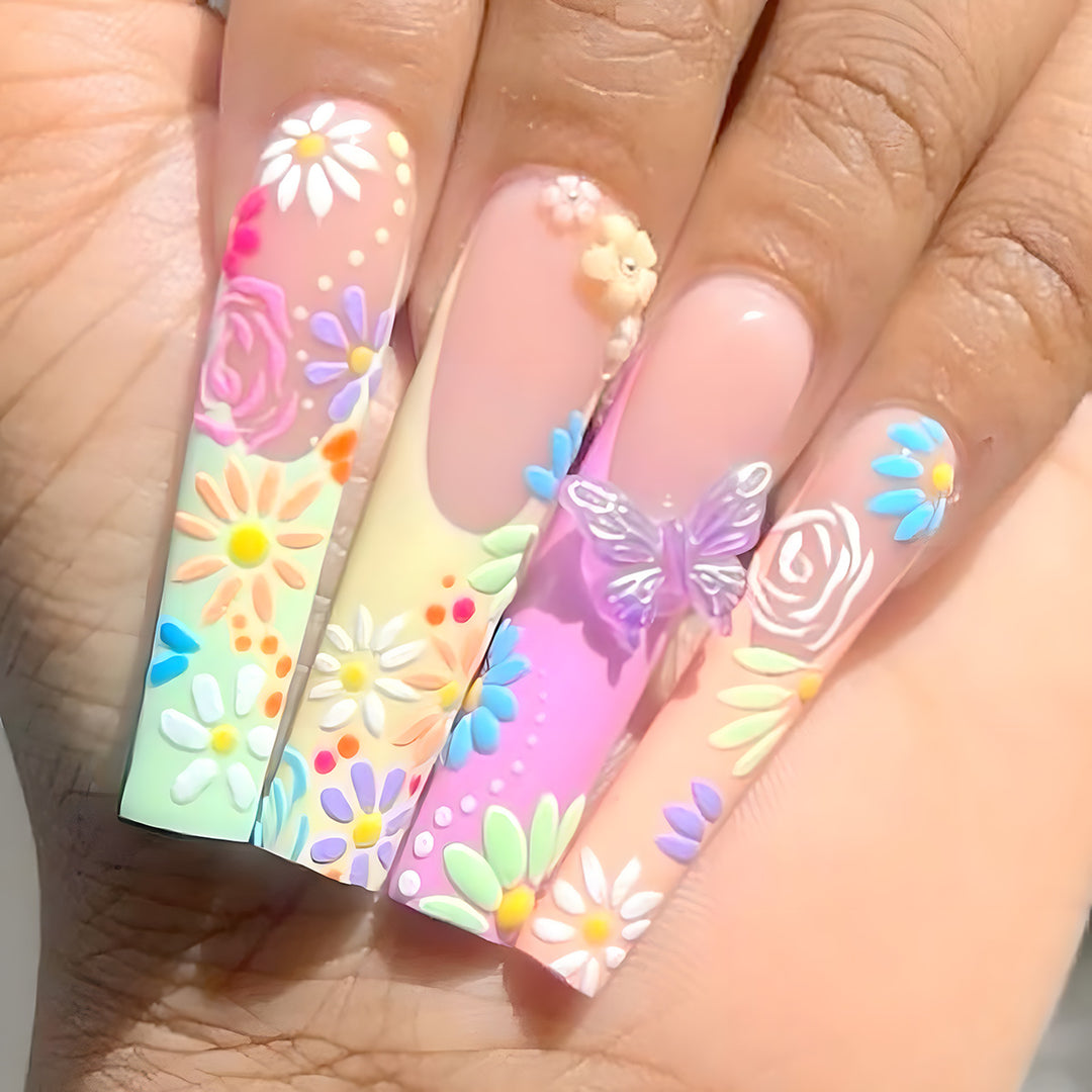 Decorative Floral Themed Nail Art Extensions Kalsten