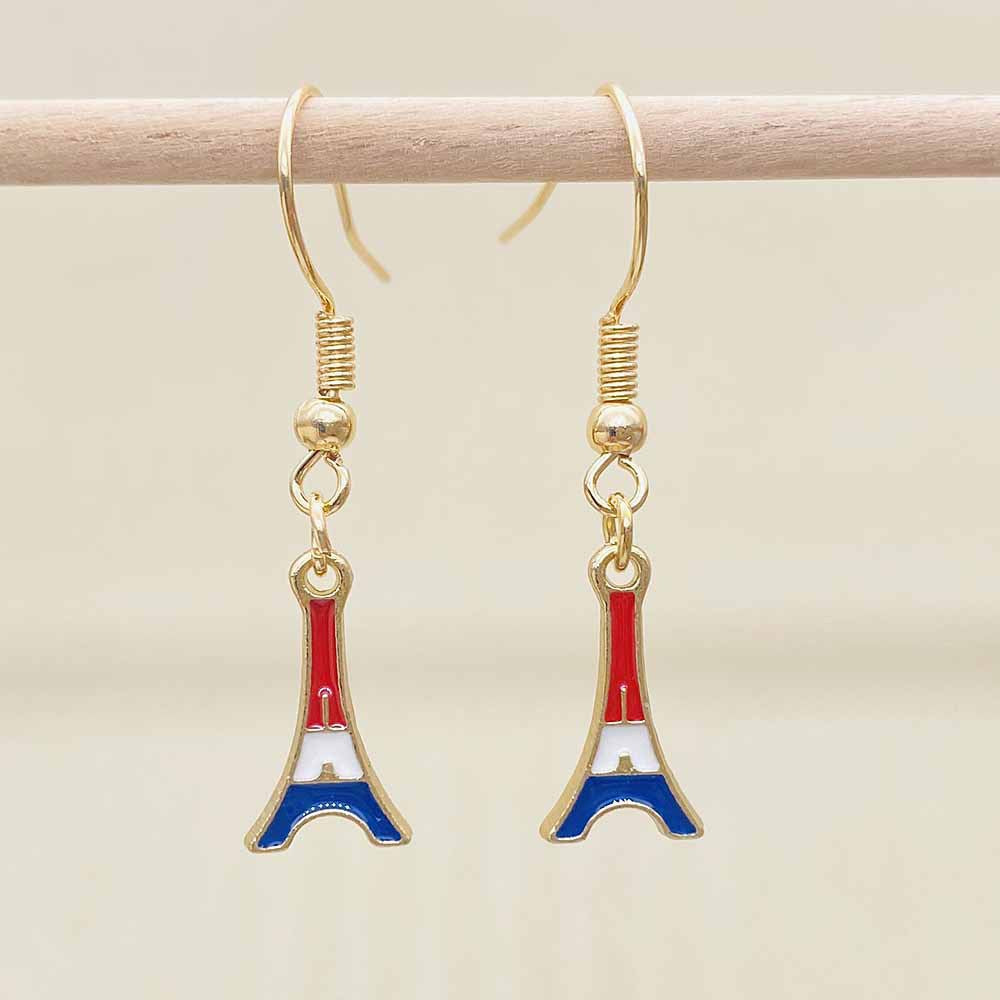 Women's Independence Day patriotic enamel flag dangle earrings with hypoallergenic fishhook wires Kalsten