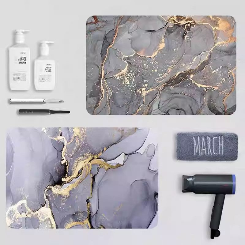 Luxurious Marble-Design Bath Mat