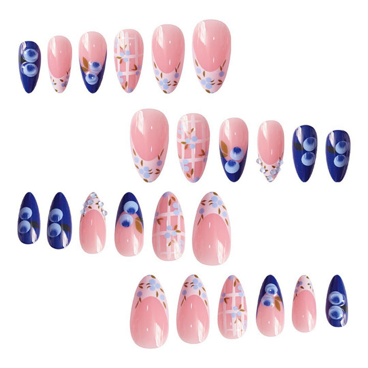 Artistic Press-On Nail Set with Floral Accents Kalsten