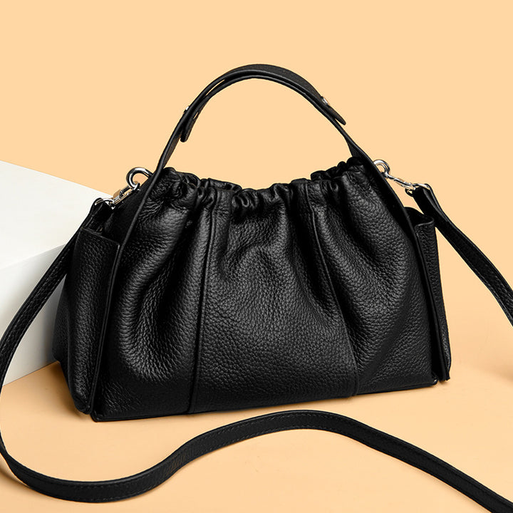 Textured Leather Drawstring Satchel Kalsten