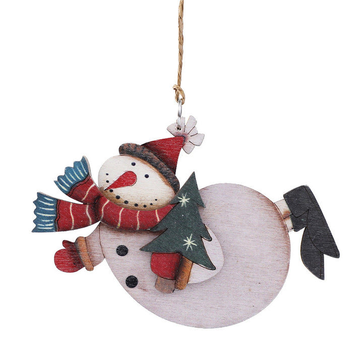 Wooden Snowman Decoration Ornament