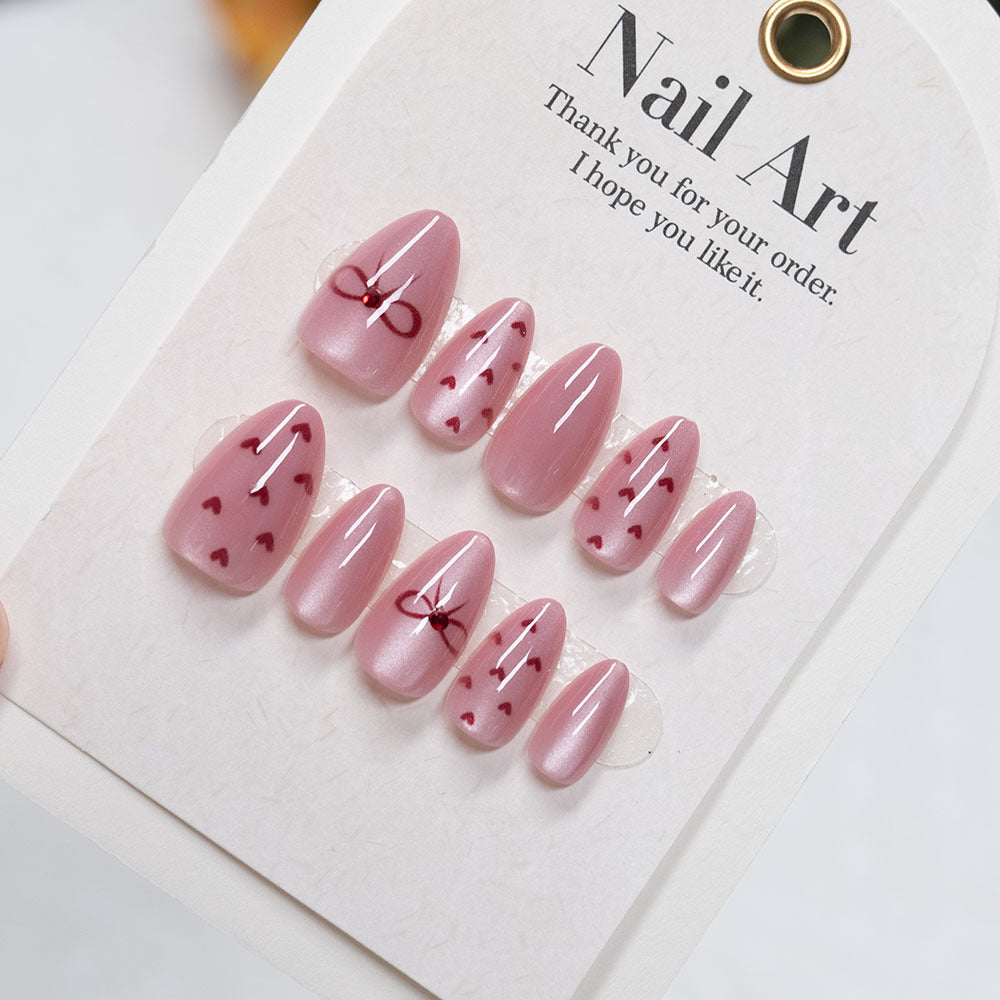 Romantic Heart-Design Press-On Nail Set