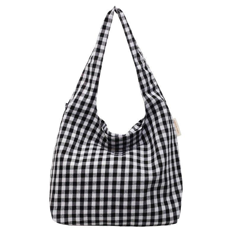 Gingham Patterned Hobo Bag