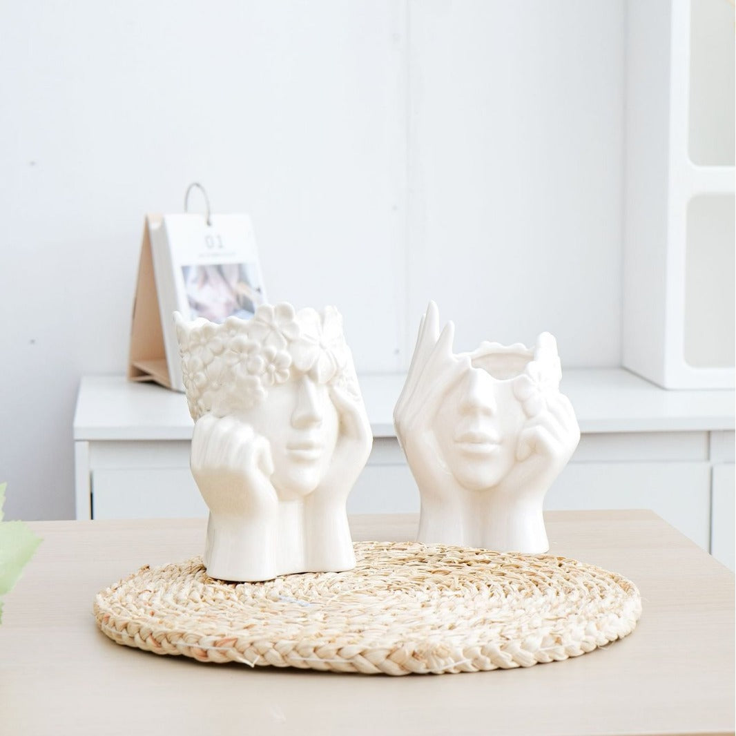Artistic Ceramic Face Planter