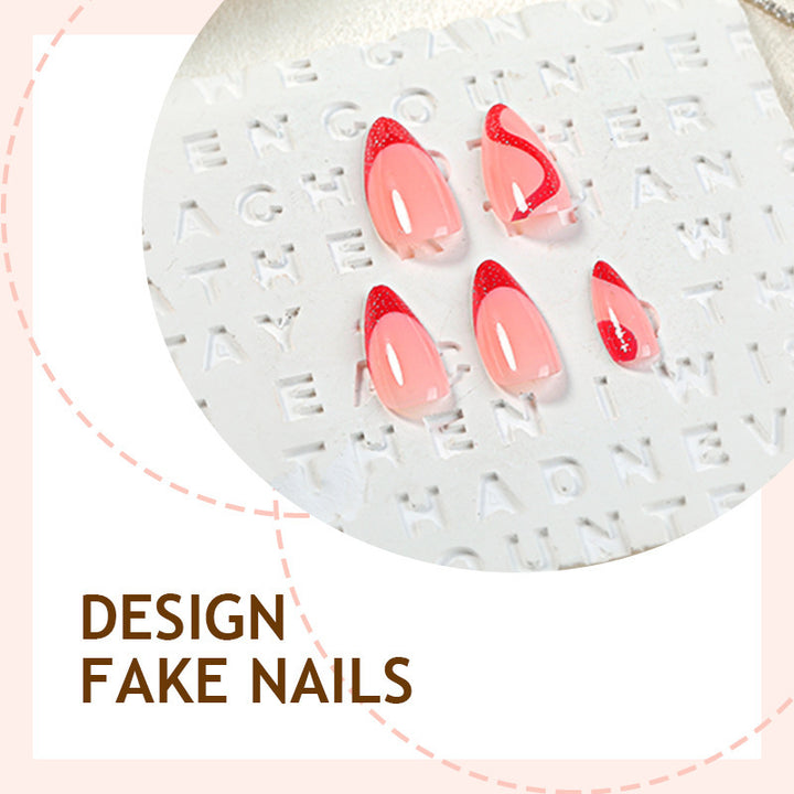 Acrylic nail set with modern tips and glitter accents Kalsten