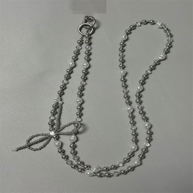 Elegant Pearl and Silver Beaded Necklace Kalsten