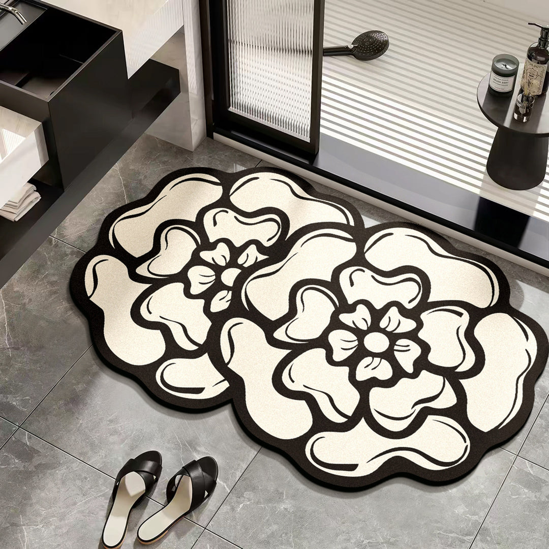 Elegant Floral Design Bath Mat for Bathrooms
