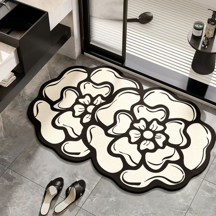 Elegant Floral Design Bath Mat for Bathrooms
