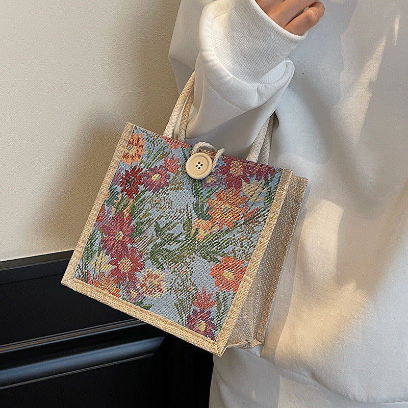 Decorative Floral Print Tote Bag