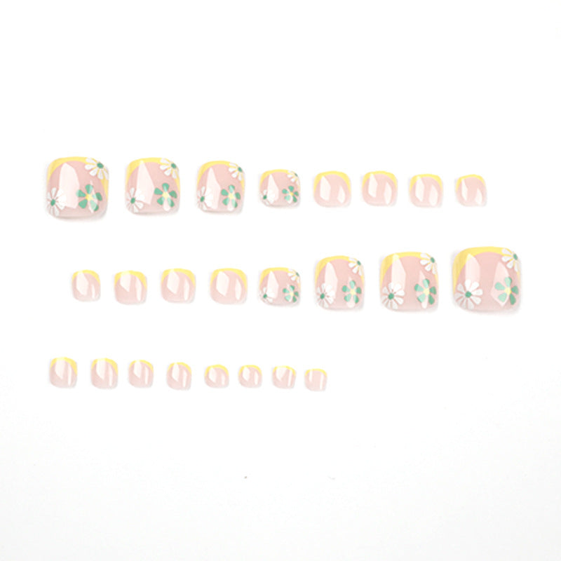 Decorative Floral Press-On Toenails