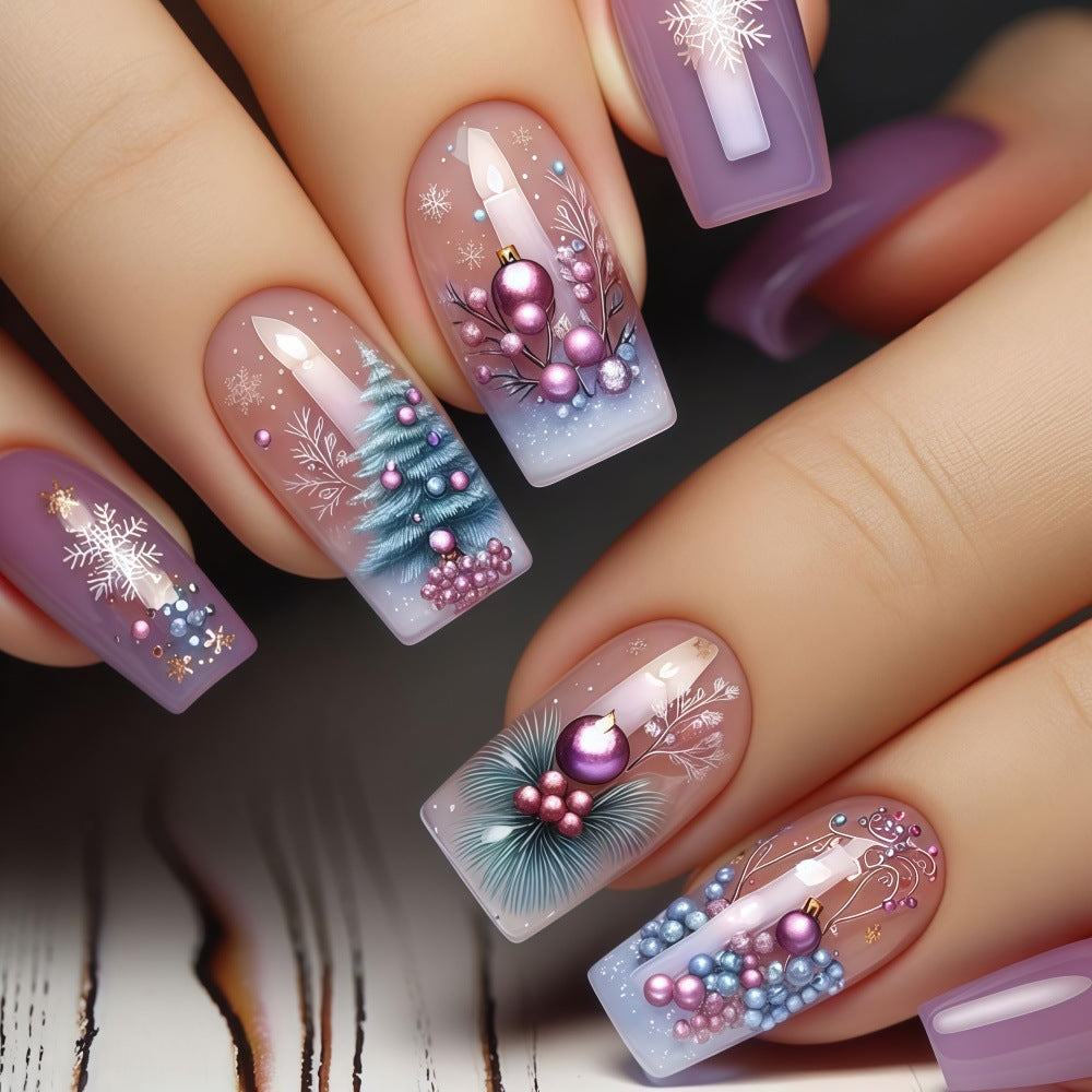 Artificial nails in festive winter design Kalsten