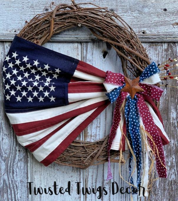 Unisex nan patriotic burlap starburst wreath with layered mesh petals and jute rosette center Kalsten