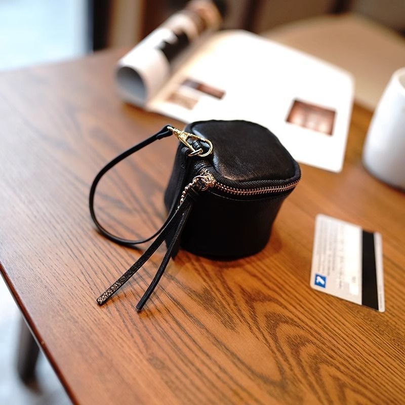 Leather Mini Zippered Coin Pouch