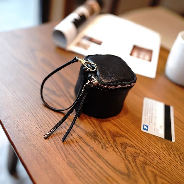 Leather Mini Zippered Coin Pouch
