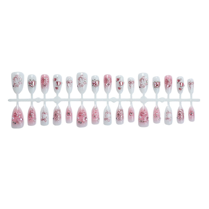 Decorative Press-On Nail Art Set with Elegant Floral and Gem Accents kalsten