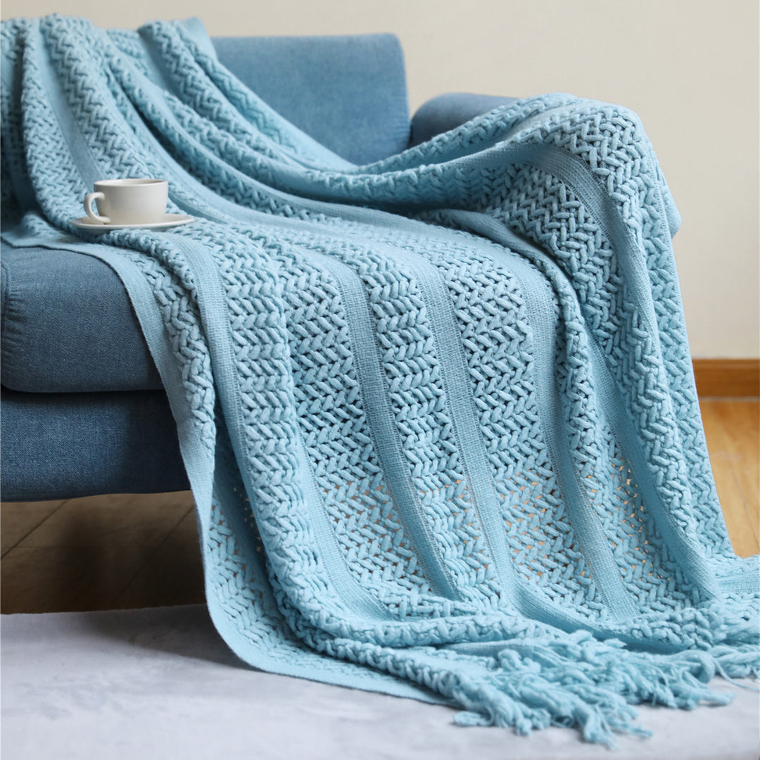 Premium Handcrafted Fringe Throw Blanket Kalsten