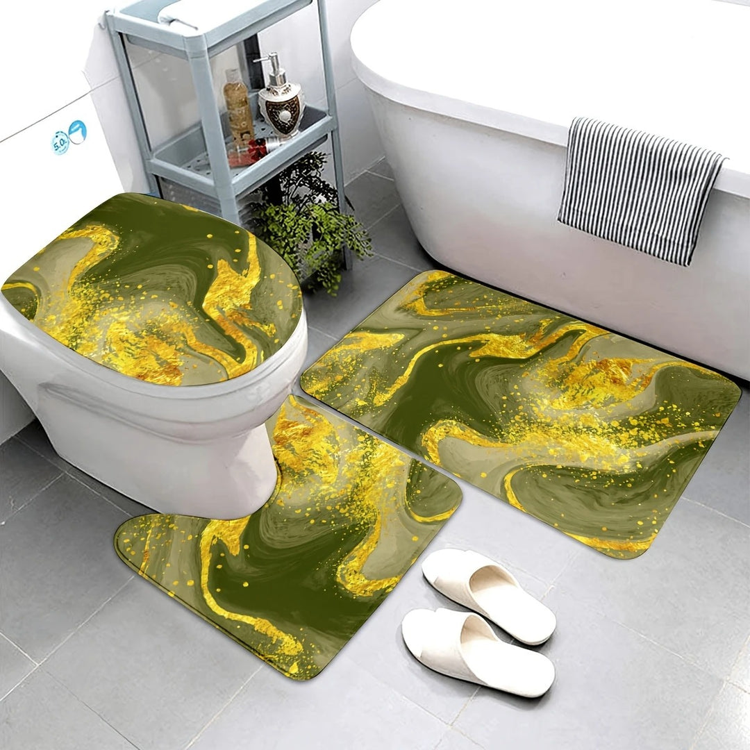Artistic Marble Print Bath Mat Set Kalsten
