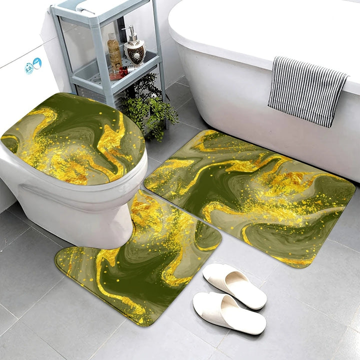 Artistic Marble Print Bath Mat Set Kalsten