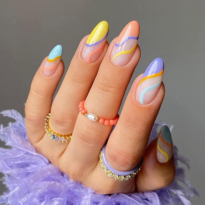 Artificial nail extensions with stylish gradient colors and modern designs Kalsten