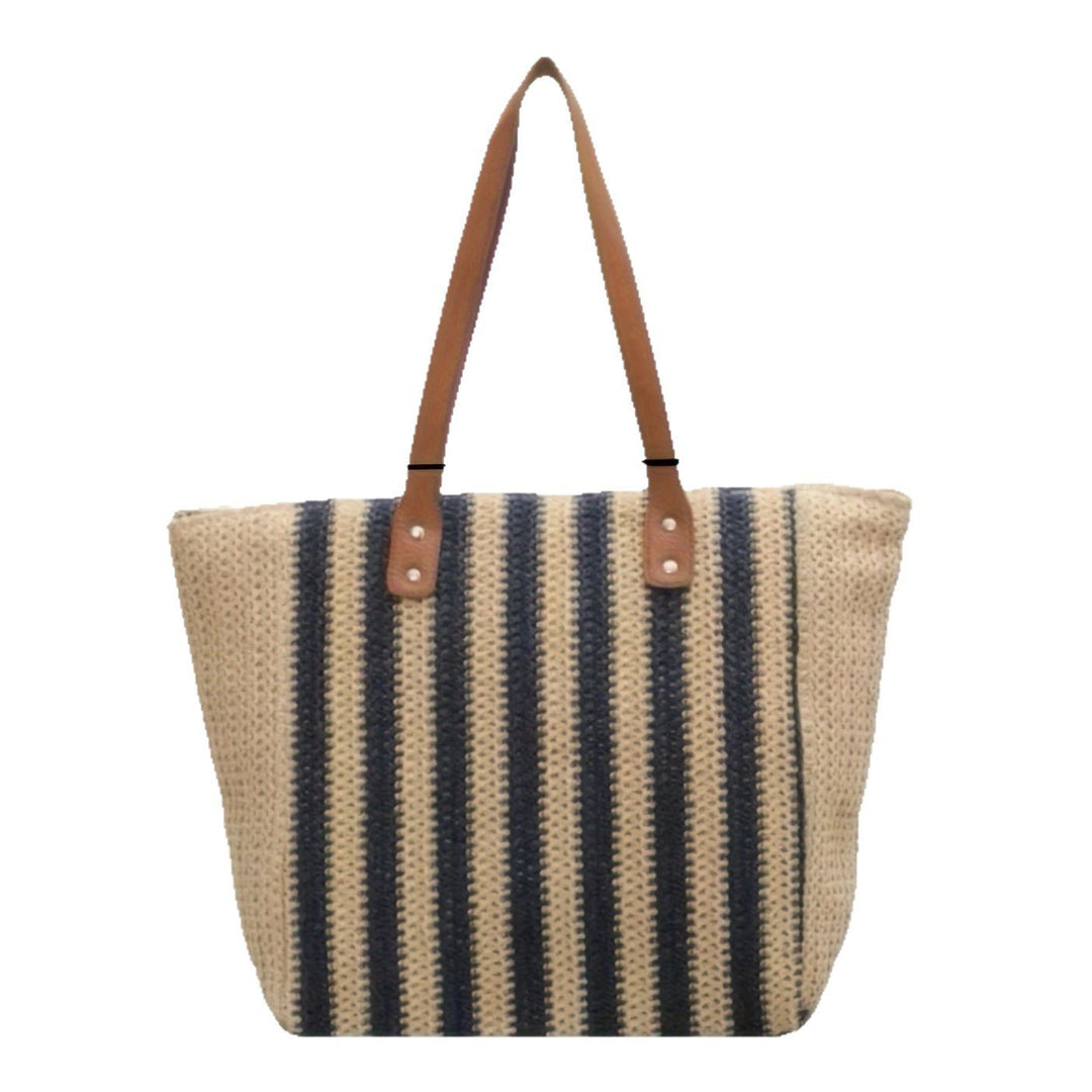 Handcrafted beach bag with structured stripe pattern Kalsten