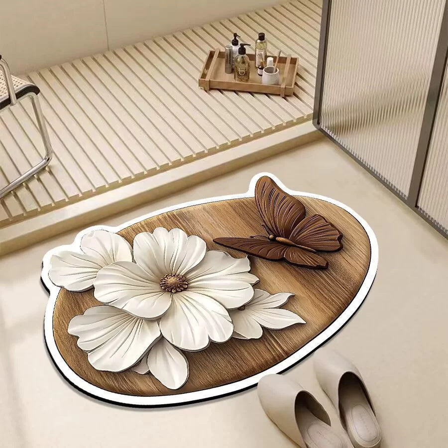 Decorative Floral Design Bath Mat