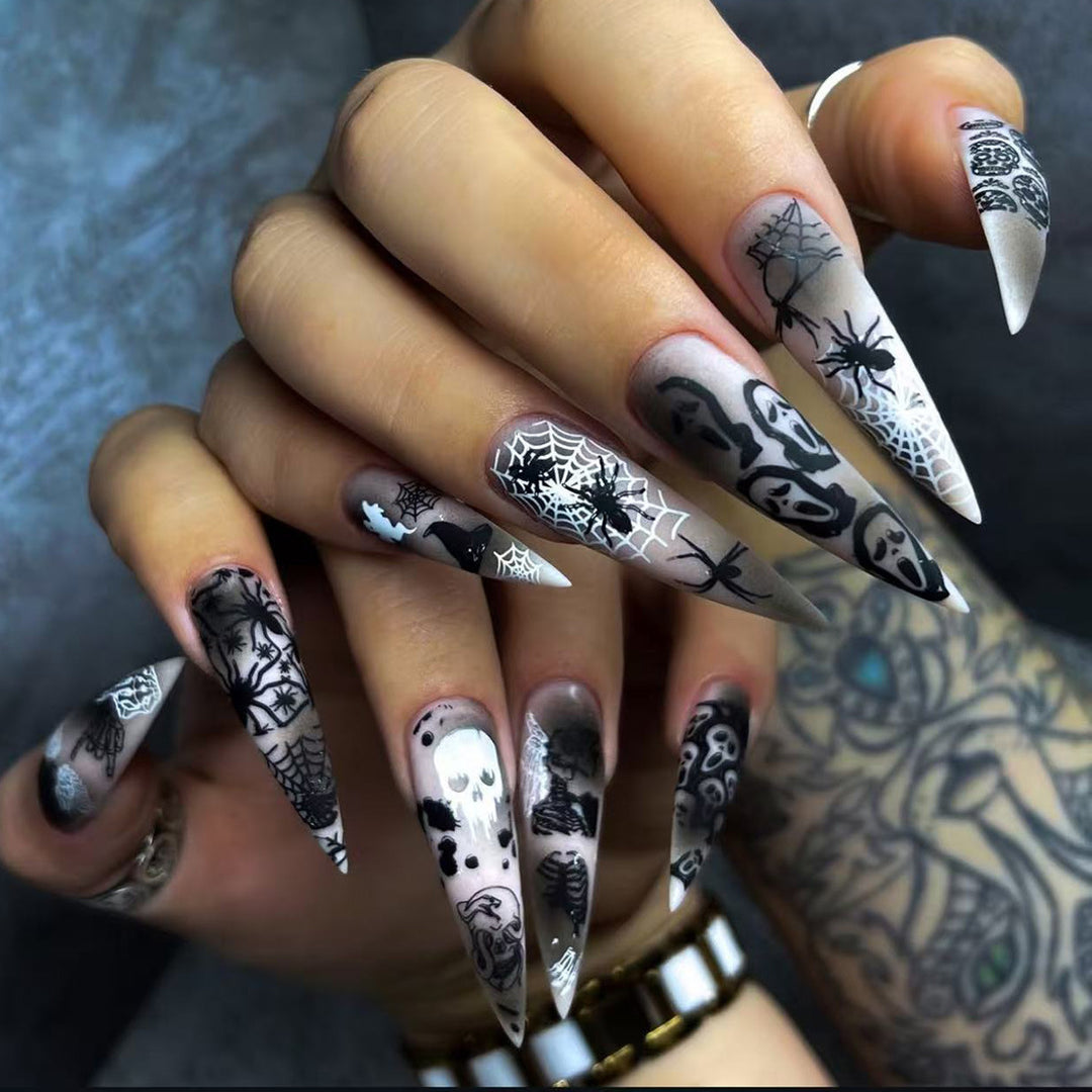 Artistic Halloween-Themed Stiletto Nail Art Kalsten