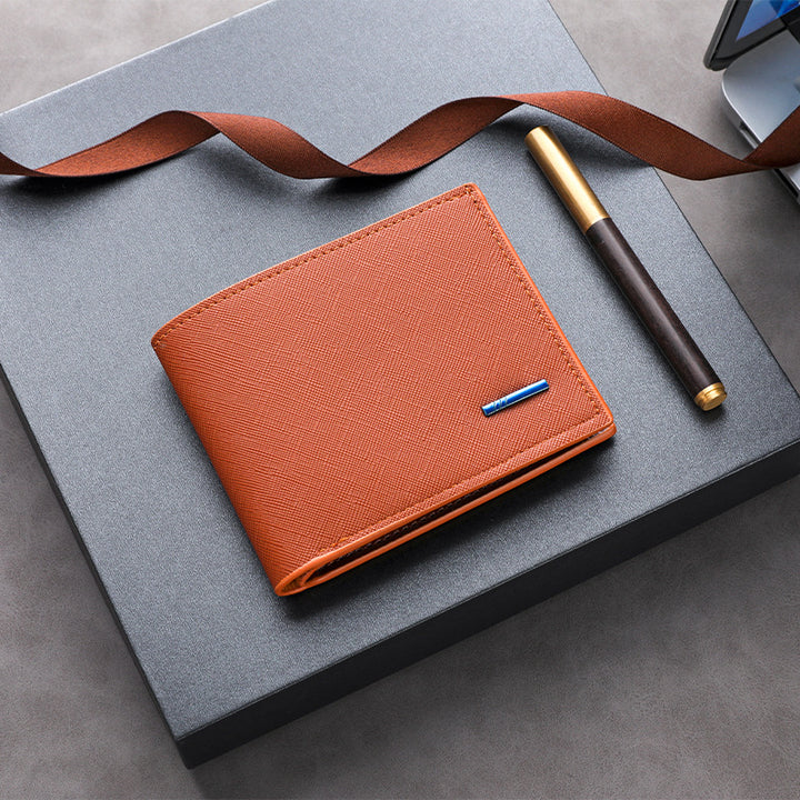 Textured Leather Folded Wallet Kalsten