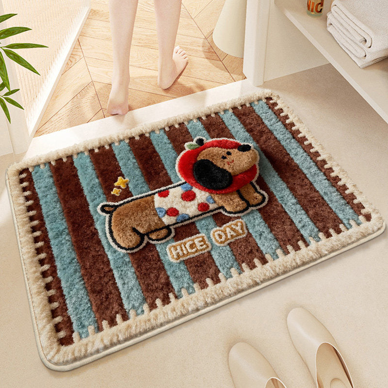 Cute Corgi-Themed Plush Bath Mat