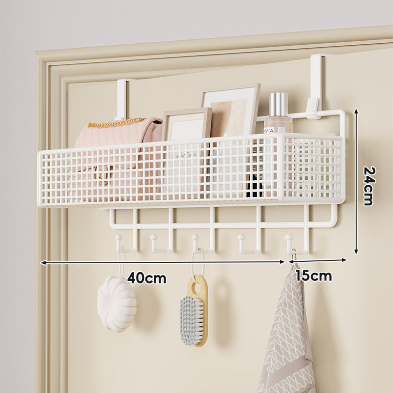 Over-Door Hanging Double-Tier Ventilated Mesh Storage Basket Organizer with Hooks