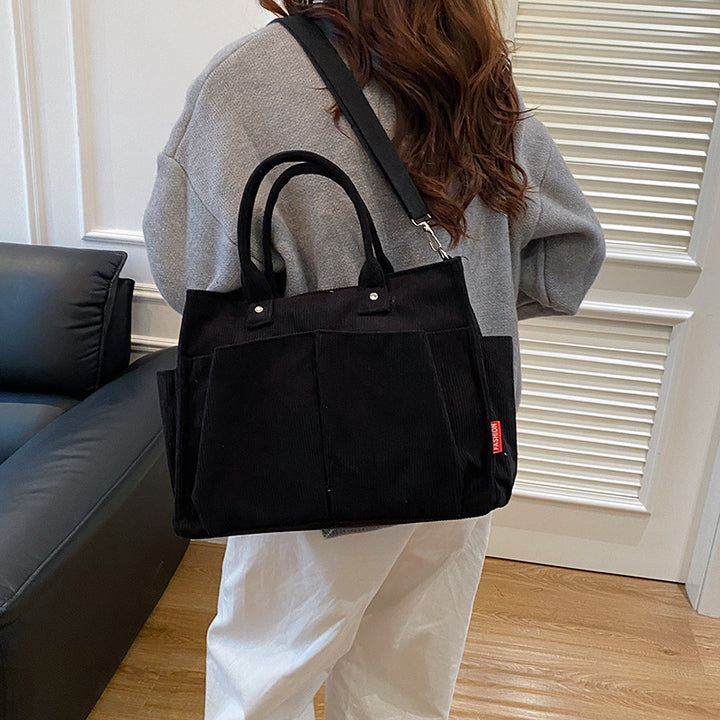 Corduroy Multi-Pocket Tote Bag Kalsten