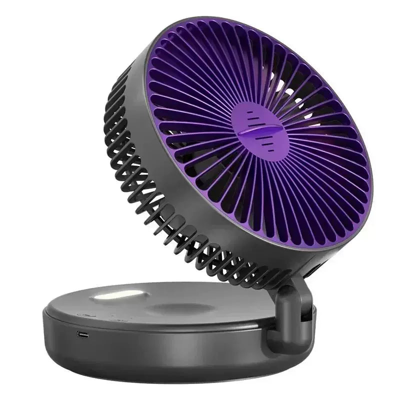 Unisex one size compact foldable rechargeable USB Type C desktop fan with adjustable tilt angle and integrated LED night light Kalsten