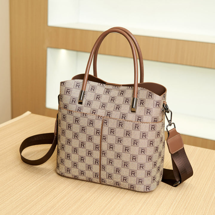 Designer Checkered Tote Handbag