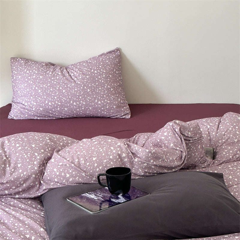 Fine woven cotton percale bedding set with delicate floral scatter motif