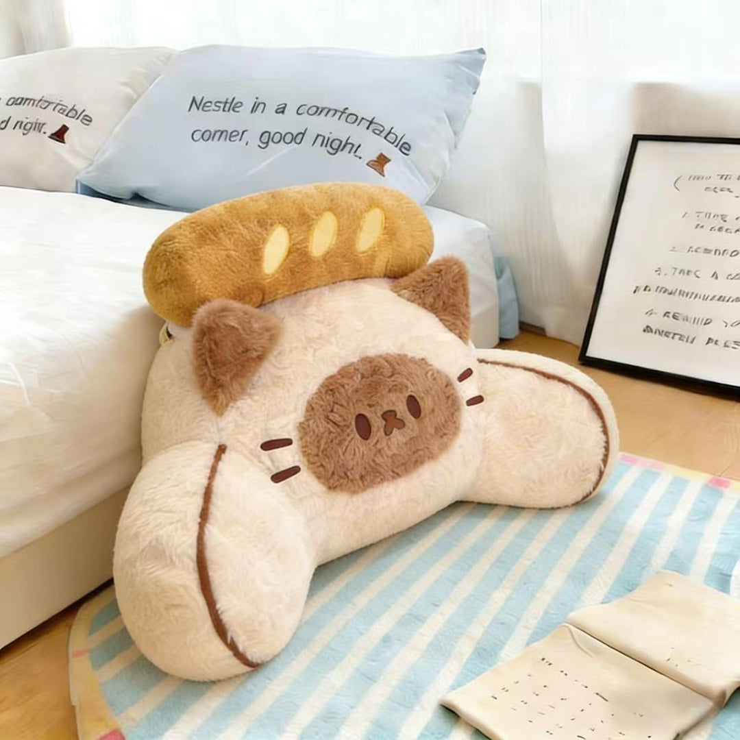 Ergonomic lumbar pillow made of plush with memory foam and cute bear design