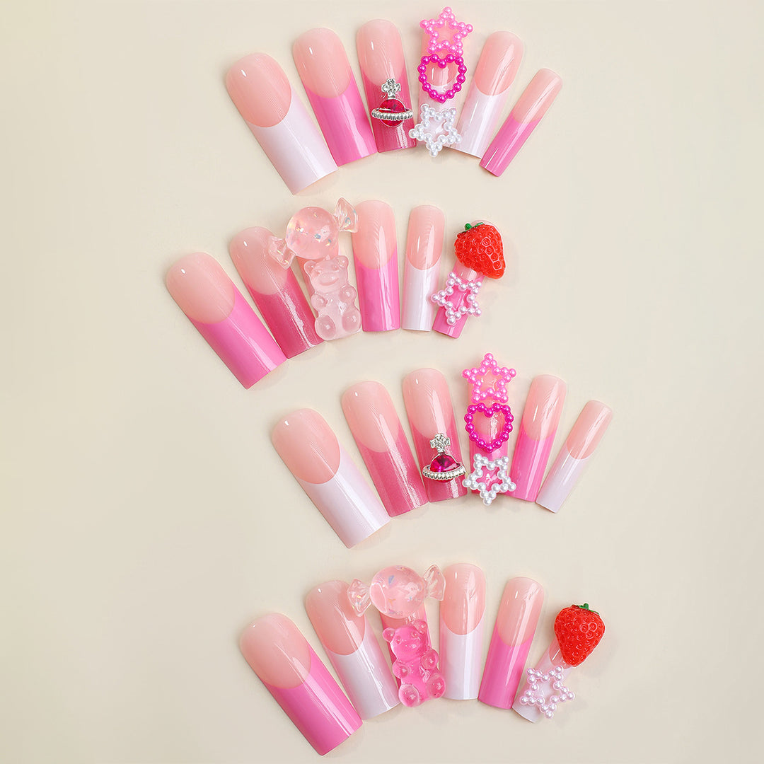 Decorative False Nail Art Set with 3D Embellishments kalsten