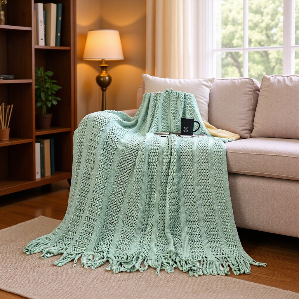 Textured Handwoven Throw Blanket Kalsten