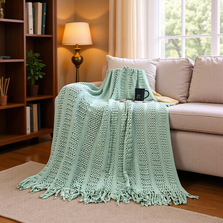 Textured Handwoven Throw Blanket Kalsten