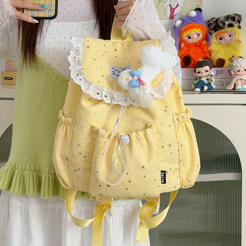 Star Print Ruffled Backpack Kalsten