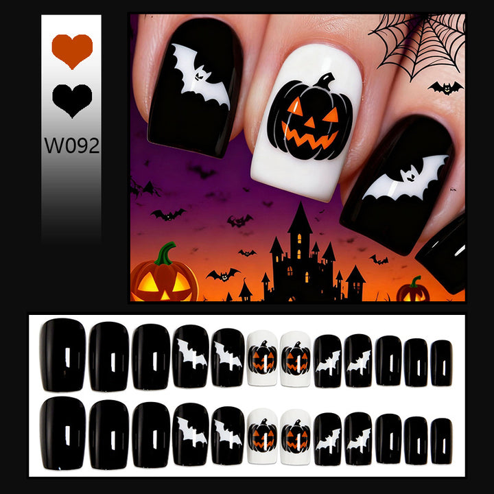 Halloween Artificial Nails with Spider and Pumpkin Design Kalsten