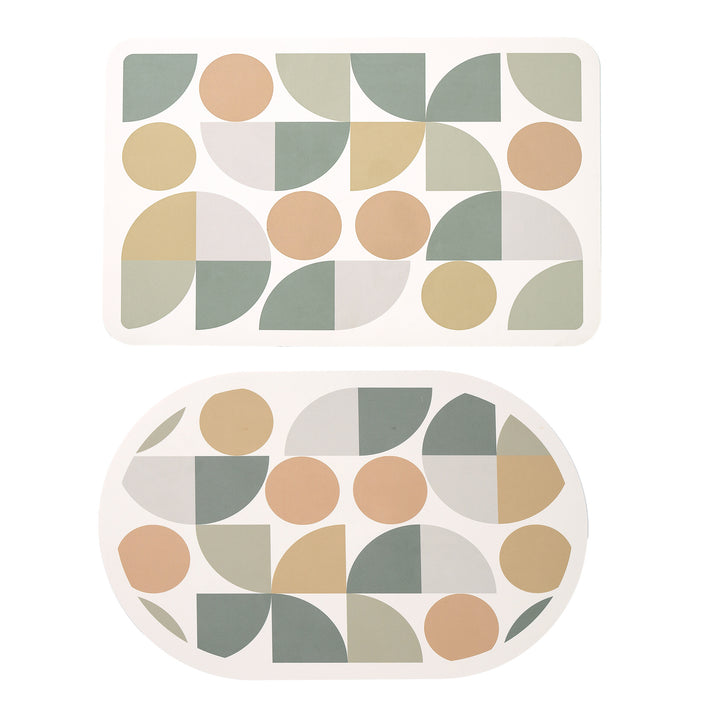 Kalsten Bath Mat Set made of soft microfiber with non-slip latex backing and delicate ornamental print