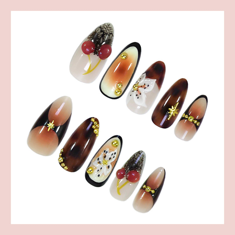 Artificial nail set with luxurious 3D decorations and elegant motifs Kalsten