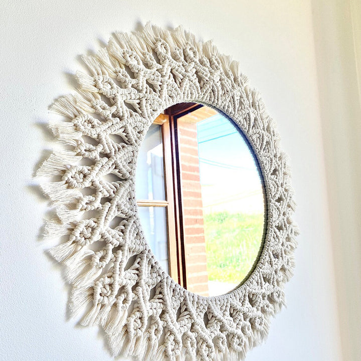 Decorative Macrame Round Wall Mirror Kalsten