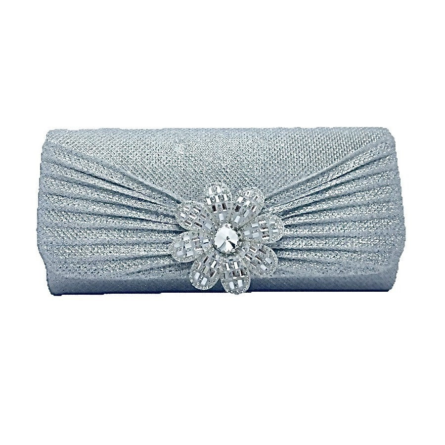 Decorative Rhinestone Flower Evening Clutch