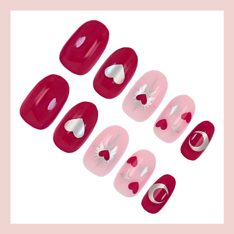 Nail art set with romantic heart and star motifs Kalsten