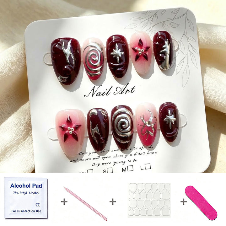 Luxurious Decorative Press-On Nails with Elegant Designs