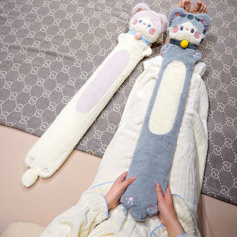Long narrow-shaped plush cuddle pillow in dachshund design with soft fleece cover
